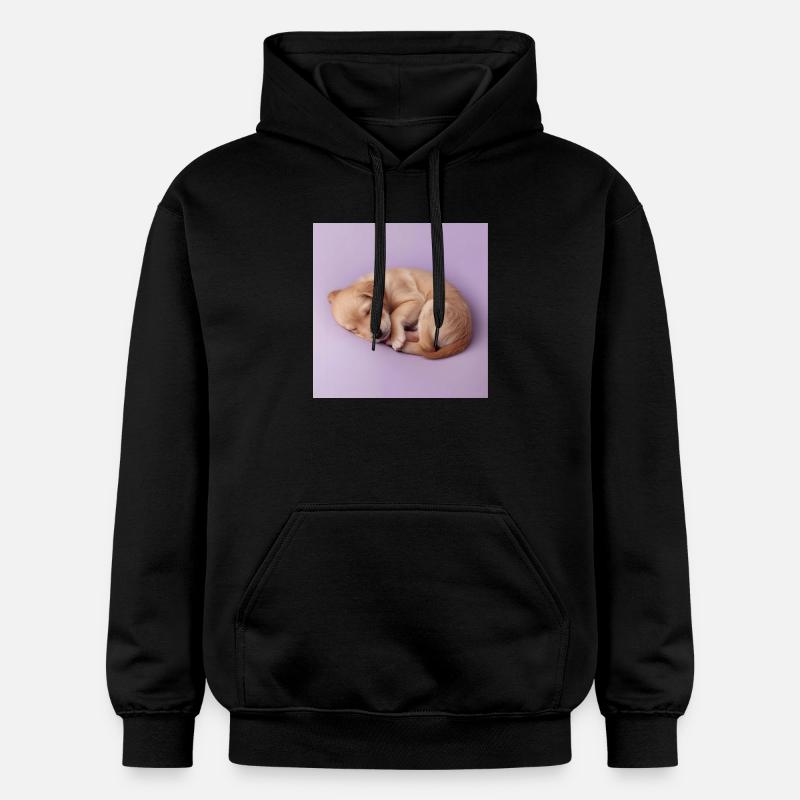 Chiot endormi sur fond lilas - Sweat à capuche Softstyle® Gildan Unisexe - noir
