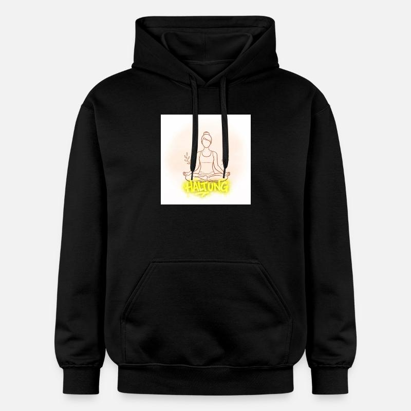 Illustration de la méditation de posture - Sweat à capuche Softstyle® Gildan Unisexe - noir