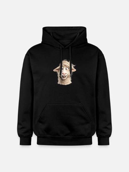 Happy Sheep Portrait - Gildan Unisex Softstyle® Midweight Hoodie - black