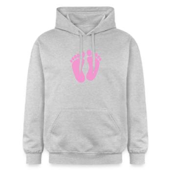 Pieds de bébé - Sweat à capuche Softstyle® Gildan Unisexe - gris clair chiné - Devant - Liana (172cm) & Jaron (178cm)