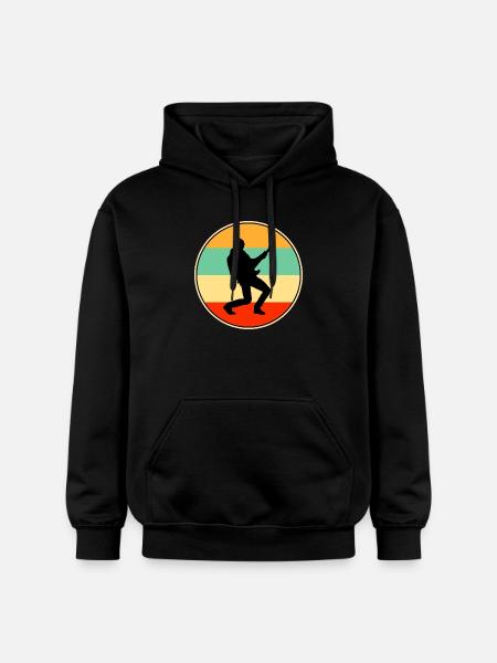 Retro Guitarist Rock Star Sunset Silhouette - Gildan Unisex Softstyle® Midweight Hoodie - black