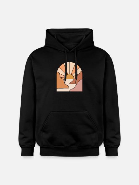 Sunlit Canyon Path - Gildan Unisex Softstyle® Midweight Hoodie - black
