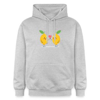 Amour câlin au citron vert - Sweat à capuche Softstyle® Gildan Unisexe - gris clair chiné - Devant - Liana (172cm) & Jaron (178cm)
