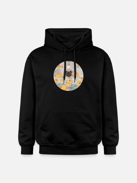 Mops in the bubble bath - Gildan Unisex Softstyle® Midweight Hoodie - black