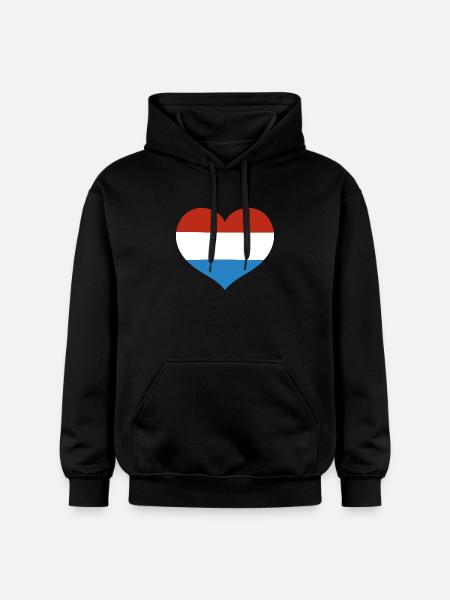 Luxembourg Heart Flag - Gildan Unisex Softstyle® Midweight Hoodie - black