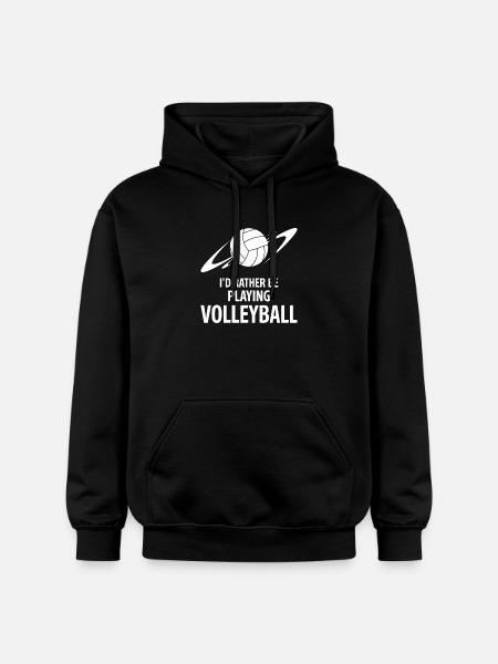 I'd Rather Be Playing Volleyball Saying - Gildan Unisex Softstyle® Midweight Hoodie - black
