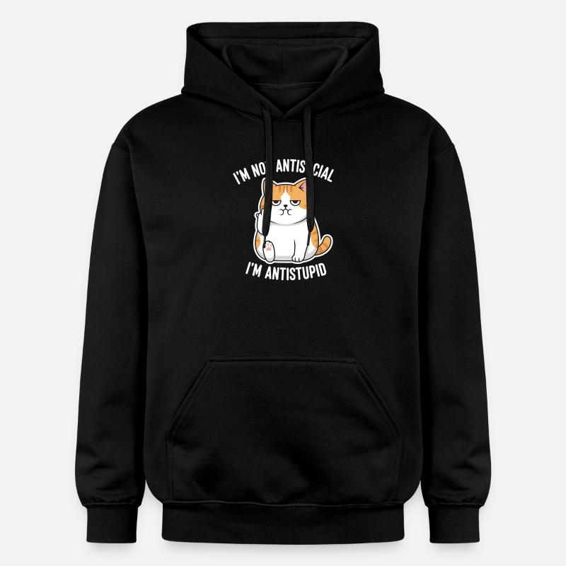 Grumpy Attitude Cat Antistupid - Sweat à capuche Softstyle® Gildan Unisexe - noir