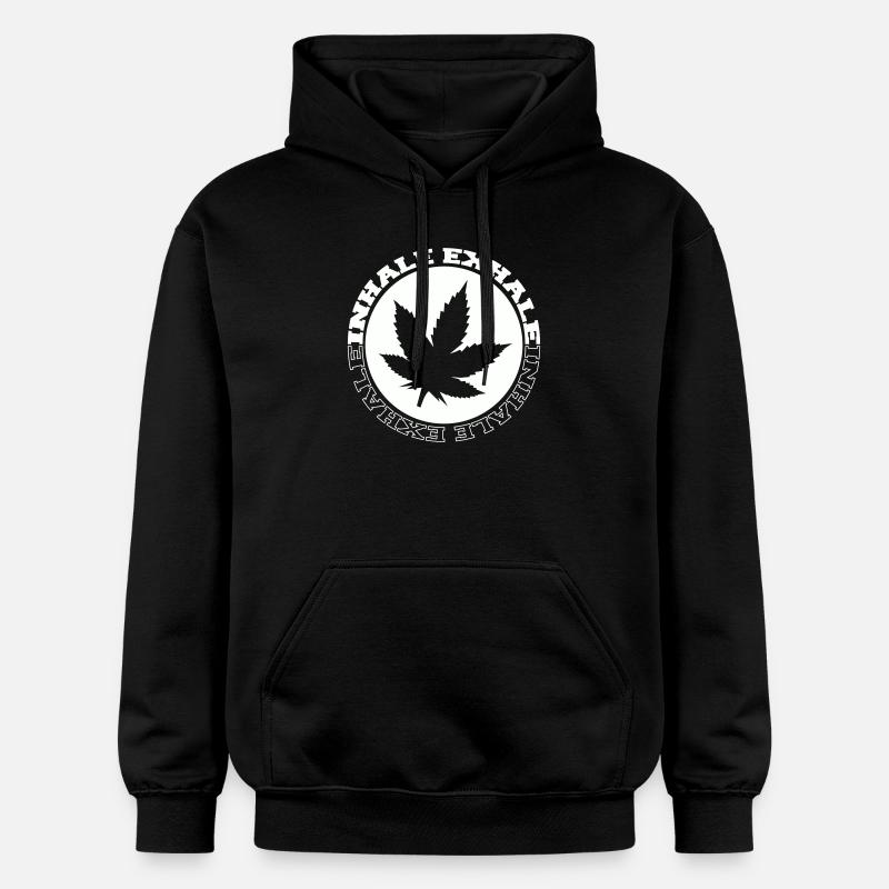 Logo rond de feuilles de cannabis - Sweat à capuche Softstyle® Gildan Unisexe - noir