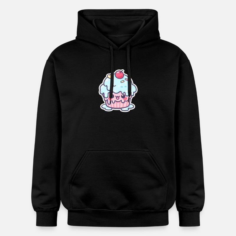 Cupcake Kawaii avec glaçage bleu - Sweat à capuche Softstyle® Gildan Unisexe - noir