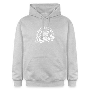 Anti-Social Butterfly Logo - Gildan Unisex Softstyle® Midweight Hoodie - light heather grey - Front - Liana (172cm) & Jaron (178cm)