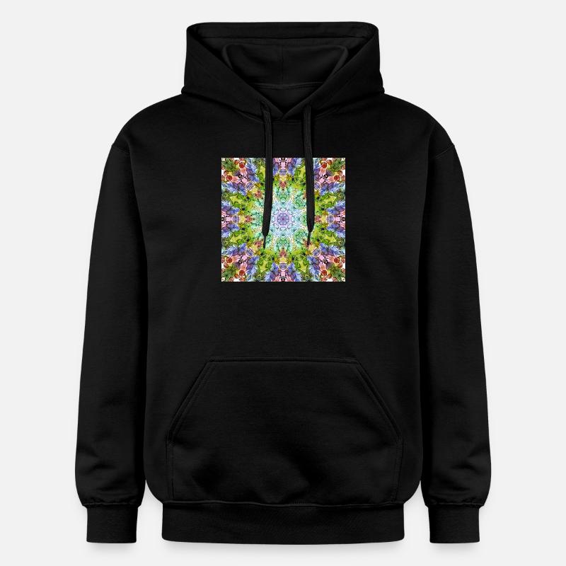 Mandala de Fleurs Kaléidoscope - Sweat à capuche Softstyle® Gildan Unisexe - noir