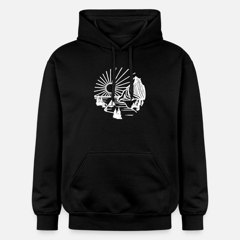 Paysage de vacances (blanc) - Sweat à capuche Softstyle® Gildan Unisexe - noir