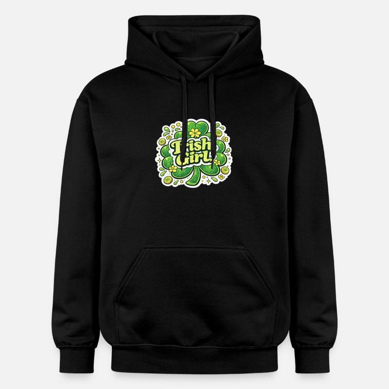 Design d’autocollants de trèfle irlandaise - Sweat à capuche Softstyle® Gildan Unisexe - noir