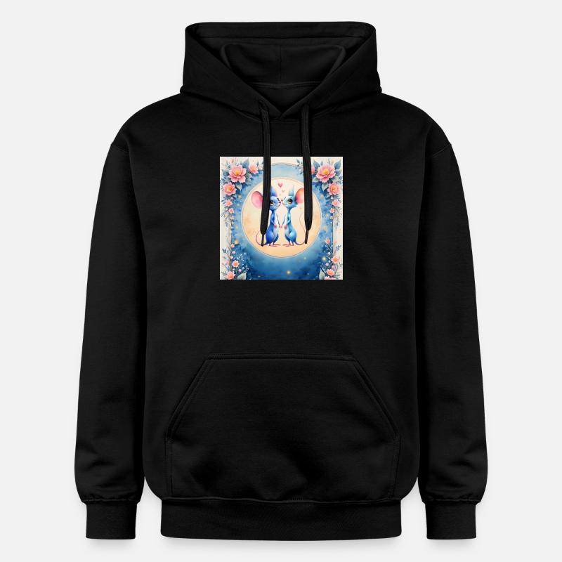 Souris bleues amoureuses - Sweat à capuche Softstyle® Gildan Unisexe - noir