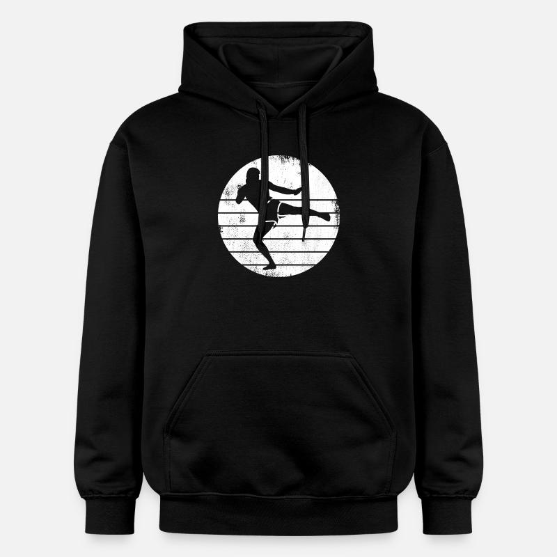 Dessin de kickboxeur - Sweat à capuche Softstyle® Gildan Unisexe - noir