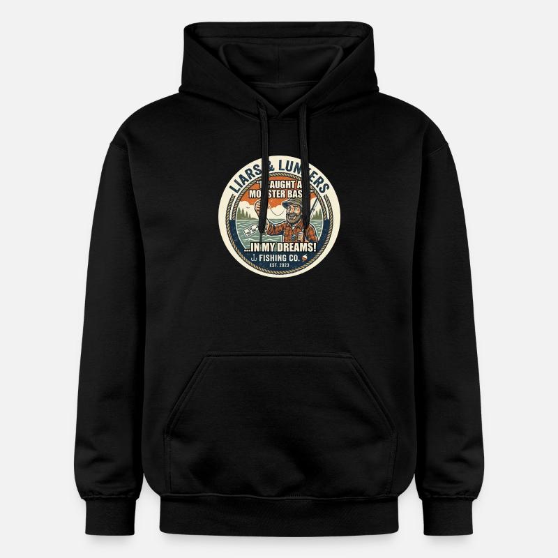 Drôle de menteurs à la pêche - Sweat à capuche Softstyle® Gildan Unisexe - noir