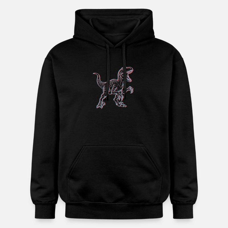 Squelette 3D de dinosaure néon - Sweat à capuche Softstyle® Gildan Unisexe - noir