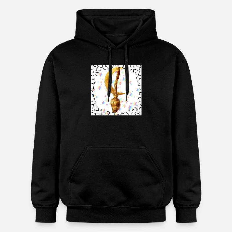 Balai d’Or et Lune Magique - Sweat à capuche Softstyle® Gildan Unisexe - noir