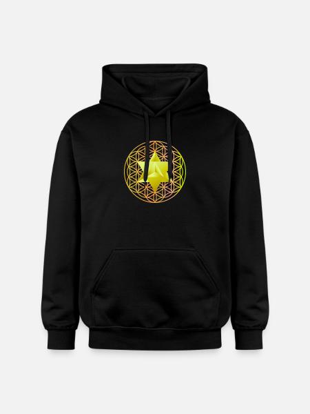 Merkaba-Stern & Blume des Lebens - Gildan Unisex Softstyle® Midweight Hoodie - Schwarz