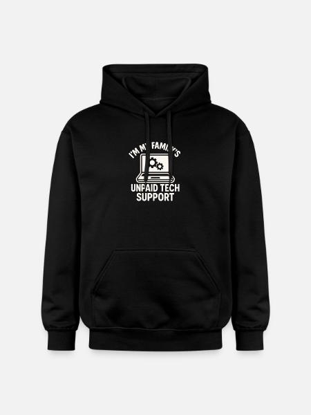 Unpaid Tech Support Family Joke - Gildan Unisex Softstyle® Midweight Hoodie - black