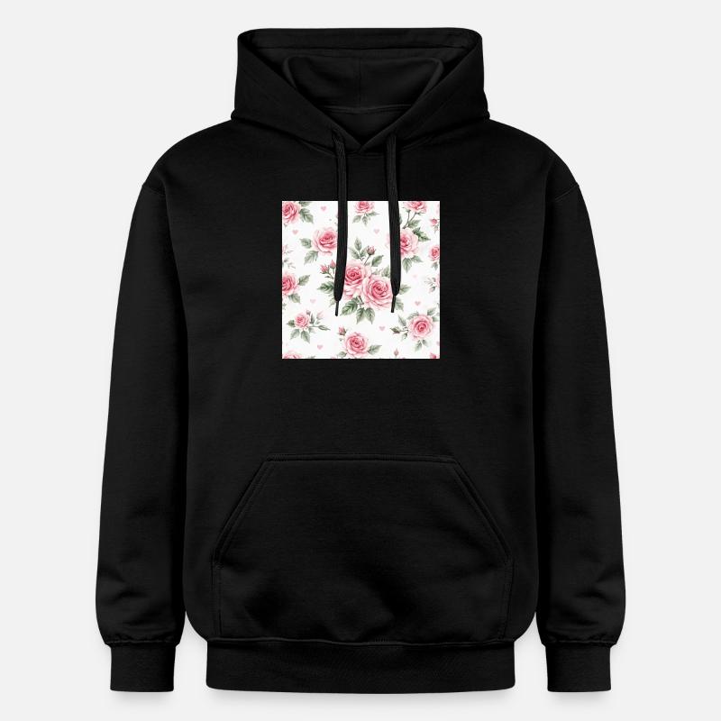 Motif Roses et Cœurs - Sweat à capuche Softstyle® Gildan Unisexe - noir