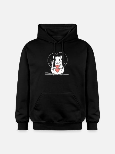 Heart Hamster Love Design - Gildan Unisex Softstyle® Midweight Hoodie - black