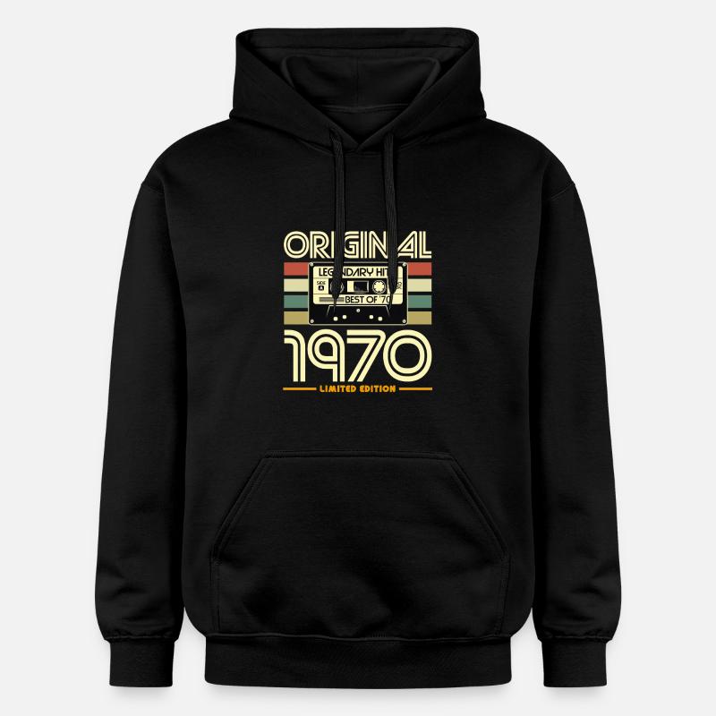 Cassette Rétro 1970 Originale - Sweat à capuche Softstyle® Gildan Unisexe - noir