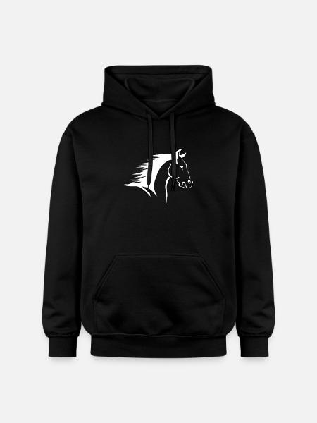 Horse head silhouette in contrast - Gildan Unisex Softstyle® Midweight Hoodie - black