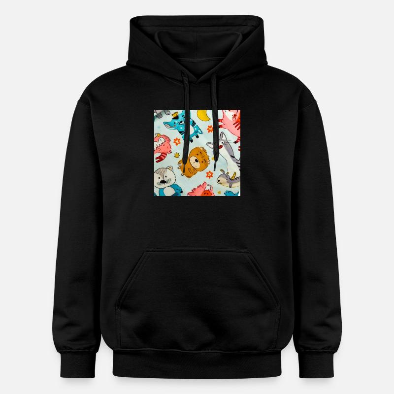 Collage ludique d’animaux de l’espace - Sweat à capuche Softstyle® Gildan Unisexe - noir