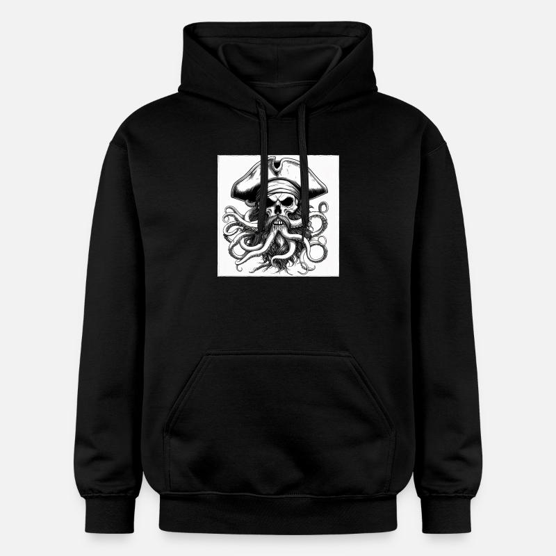 Crâne pirate et pieuvres encre - Sweat à capuche Softstyle® Gildan Unisexe - noir