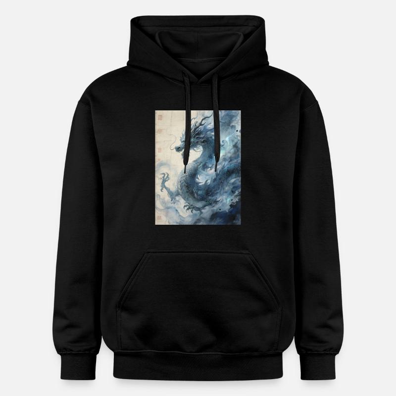 La Nuit Constellée : Dragon Bleu – Éther - Sweat à capuche Softstyle® Gildan Unisexe - noir