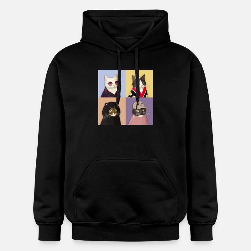 Cat Couture Quartet - Gildan Unisex Softstyle® Midweight Hoodie - black