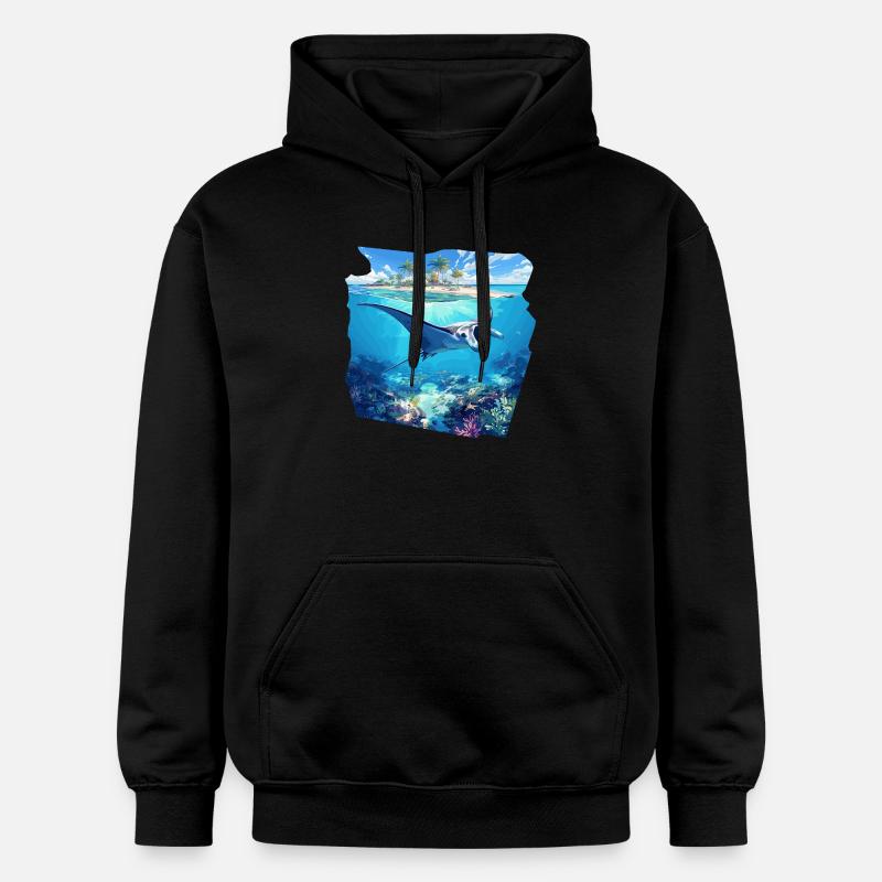 Rochen Mantarochen - Gildan Unisex Softstyle® Midweight Hoodie - Schwarz