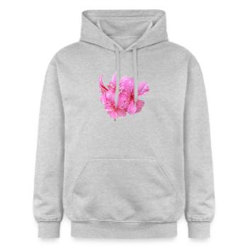 Vibrant_Pink_Geranium_Flowers - Gildan Unisex Softstyle® Midweight Hoodie - Hellgrau meliert - Vorne - Liana (172cm) & Jaron (178cm)