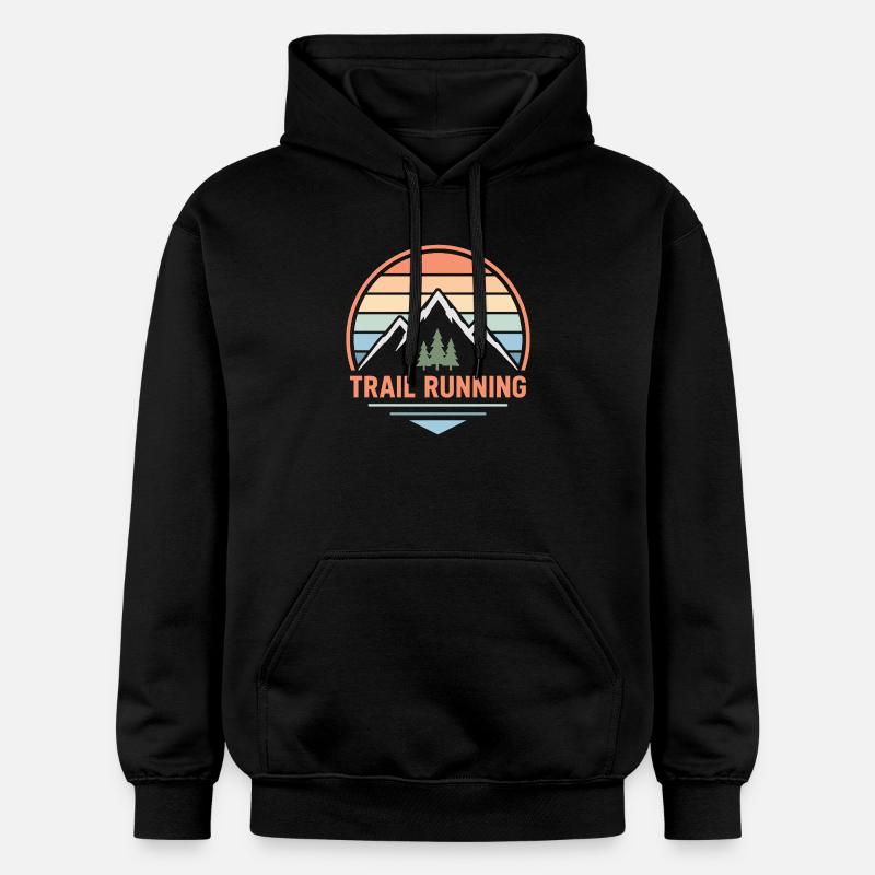 Trail Running Pastel Mountain Sunset - Sweat à capuche Softstyle® Gildan Unisexe - noir