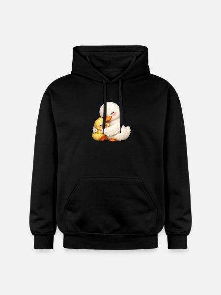 Mutter-Ente kuschelt mit ihrem Baby - Gildan Unisex Softstyle® Midweight Hoodie - Schwarz