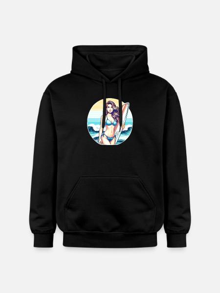 Surf Diva at Sunset - Gildan Unisex Softstyle® Midweight Hoodie - black