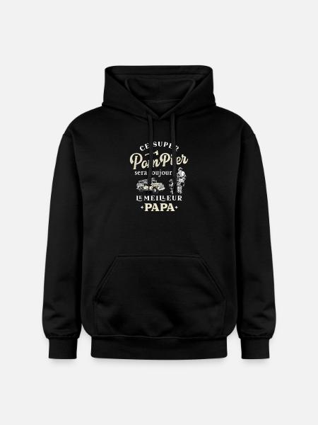Papa Pompier - Sweat à capuche Softstyle® Gildan Unisexe - noir