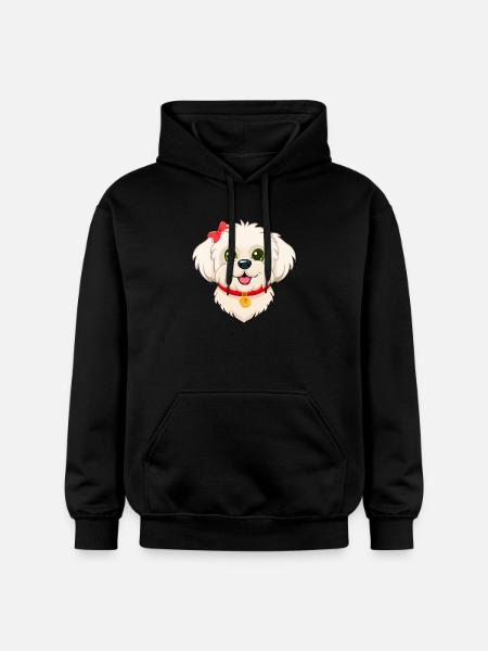 Cute Maltese Puppy (Comic Portrait) - Gildan Unisex Softstyle® Midweight Hoodie - black