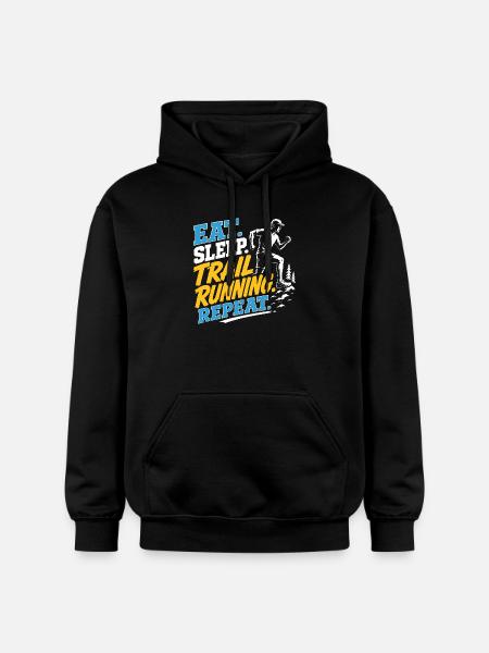 Eat. Sleep. Trail Running. Repeat - Gildan Unisex Softstyle® Midweight Hoodie - black