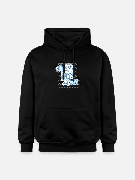 Little Fish Big Mood Doodle - Gildan Unisex Softstyle® Midweight Hoodie - black