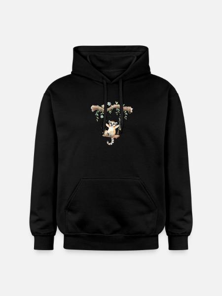 Lemur auf Astschaukel - Gildan Unisex Softstyle® Midweight Hoodie - Schwarz