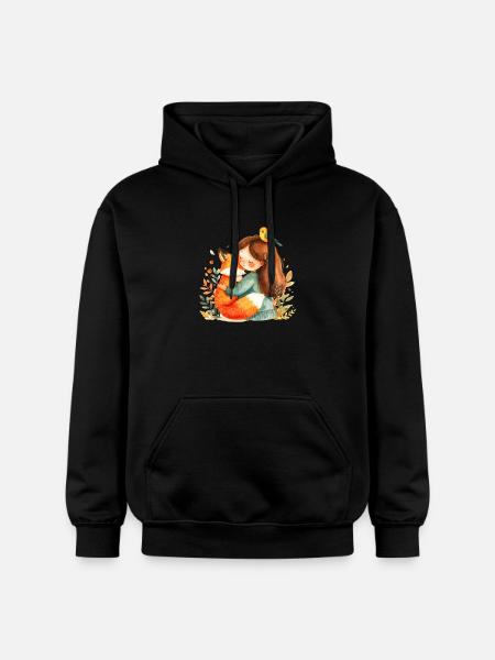 Tierfreundin mit Fuchs & Vogel – Süßes Comic-Motiv - Gildan Unisex Softstyle® Midweight Hoodie - Schwarz