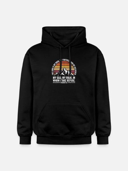 Mon Rocher - Psaume 18:2 - Design rétro Berge - Sweat à capuche Softstyle® Gildan Unisexe - noir