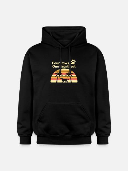 Four paws and sunset dog design - Gildan Unisex Softstyle® Midweight Hoodie - black