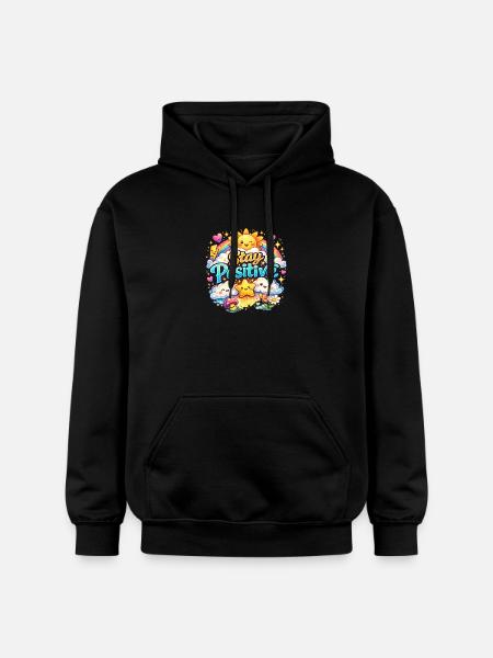 Stay Positive Rainbow Kawaii - Gildan Unisex Softstyle® Midweight Hoodie - black