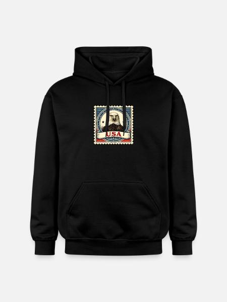 Patriotic Eagle Stamp - Gildan Unisex Softstyle® Midweight Hoodie - black