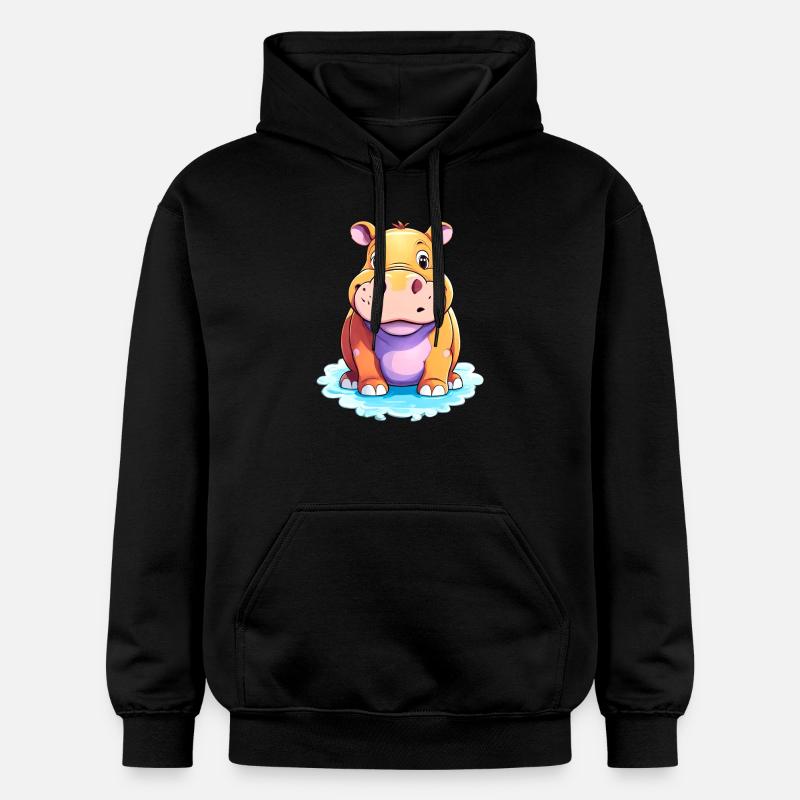 Hippopotame Hippopotame Mignon - Sweat à capuche Softstyle® Gildan Unisexe - noir