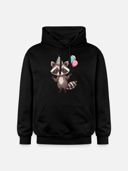 Raccoon Birthday Comic - Gildan Unisex Softstyle® Midweight Hoodie - black