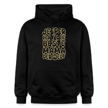 Spruch Jesper - Gildan Unisex Softstyle® Midweight Hoodie - Schwarz - Vorne - Marisol (170cm) & Nik (191cm)
